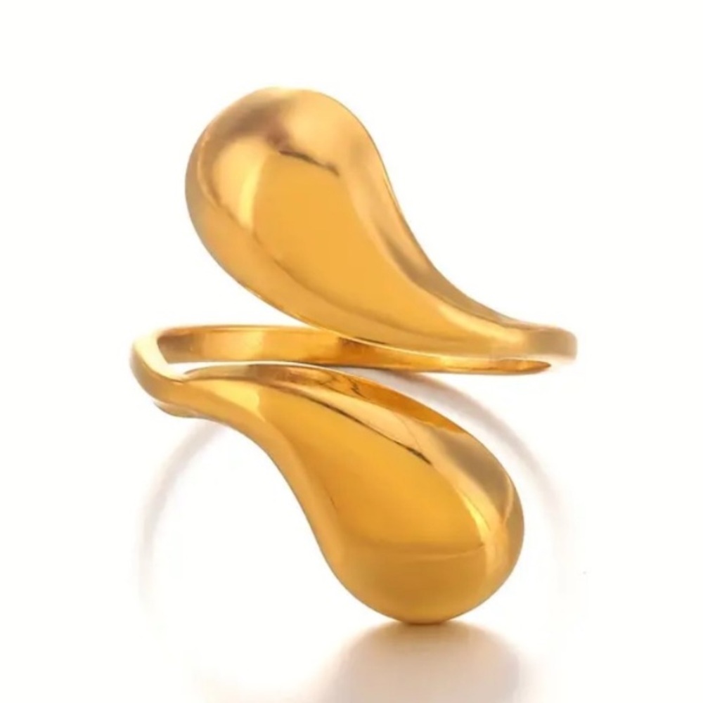 Gold Abstract Wrap Ring | Sculptural Open Band Statement Ring